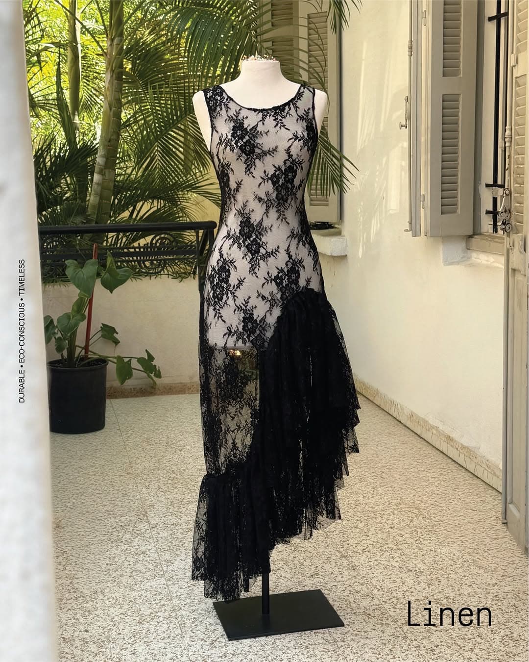 Atelier Linen — Black lace evening dress